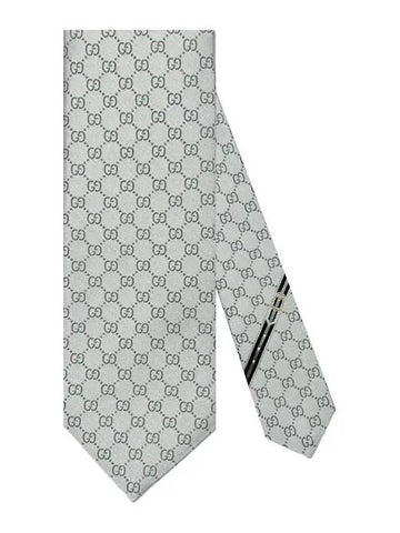 GG Pattern Silk Tie Silver - GUCCI - BALAAN 1