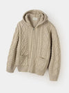 Two way cable hood zip up knit beige - INDUST - BALAAN 6