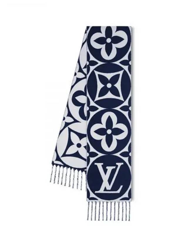 Muffler Scarf LV Medallion Blue Marine M94850 - LOUIS VUITTON - BALAAN 1