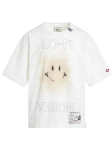 24 A12TS651 White Smiley Face Print Tee - MIHARA YASUHIRO - BALAAN 1