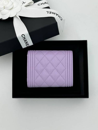 Boy Half Wallet Snap Caviar Purple Silver A81996 - CHANEL - BALAAN 2