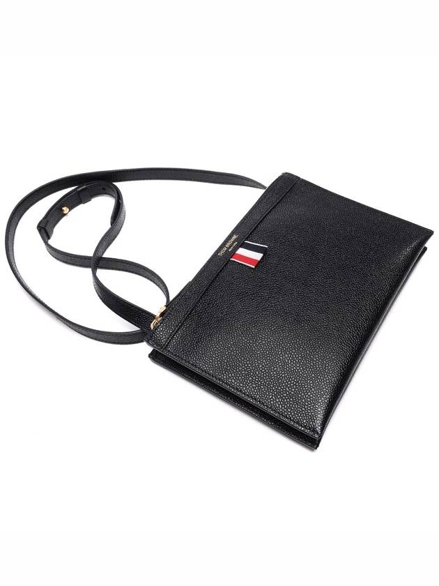 Logo 4 Bar Leather Clutch Bag Black - THOM BROWNE - BALAAN 6