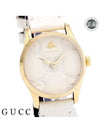 G Timeless Gold Dial Leather Watch White - GUCCI - BALAAN 3