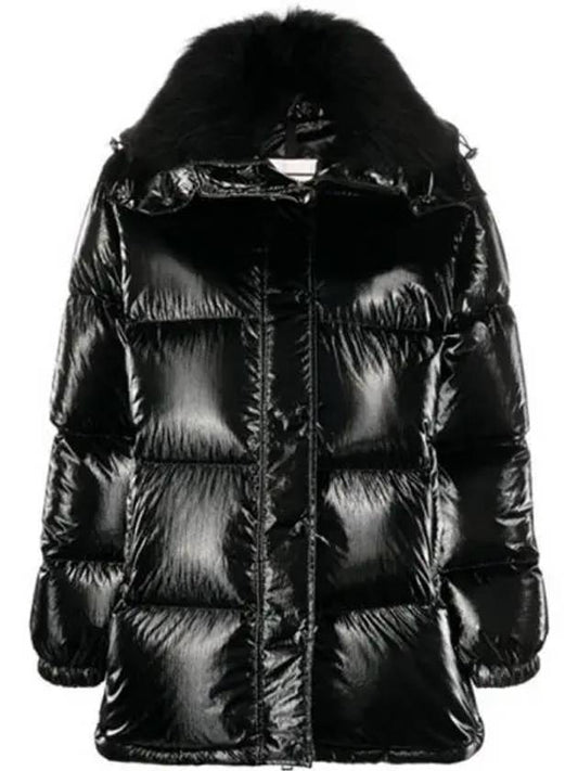 1A00106 53A3H 999 HANAU coated nylon fur hood padding black women TJ 270219 - MONCLER - BALAAN 1