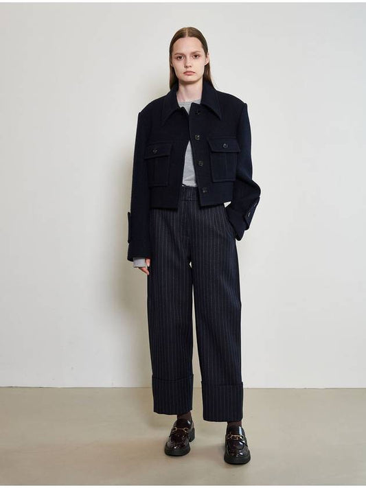 Cocoon Turn Up Stripe Pants Navy Stripe - MU:ARVO - BALAAN 1