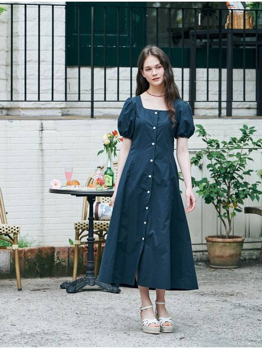 MET Natural Collar Long Dress Navy - METAPHER - BALAAN 2