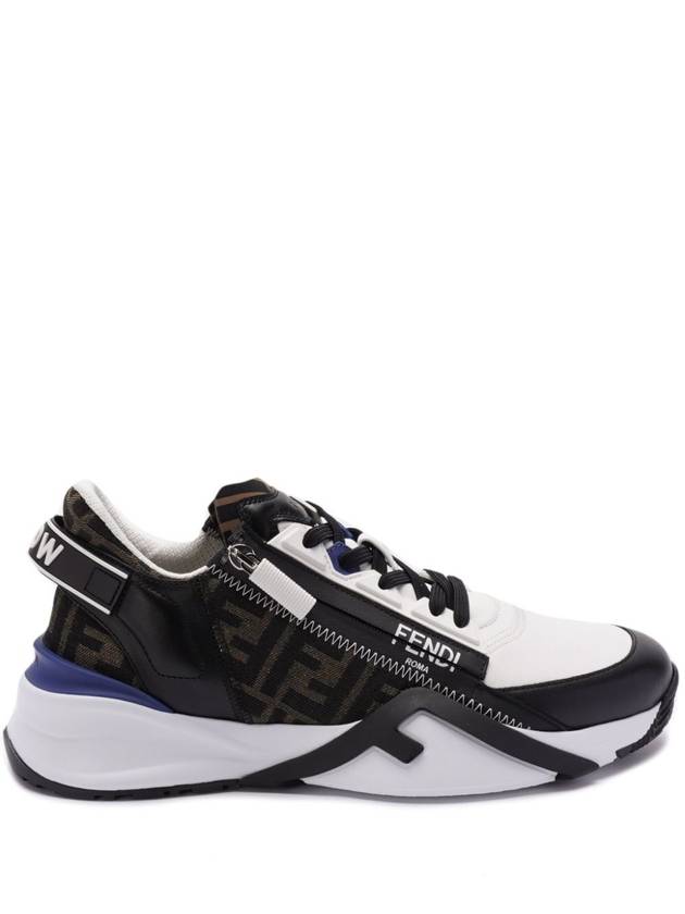 Flow FF Jacquard Leather Running Low Top Sneakers Black - FENDI - BALAAN 2