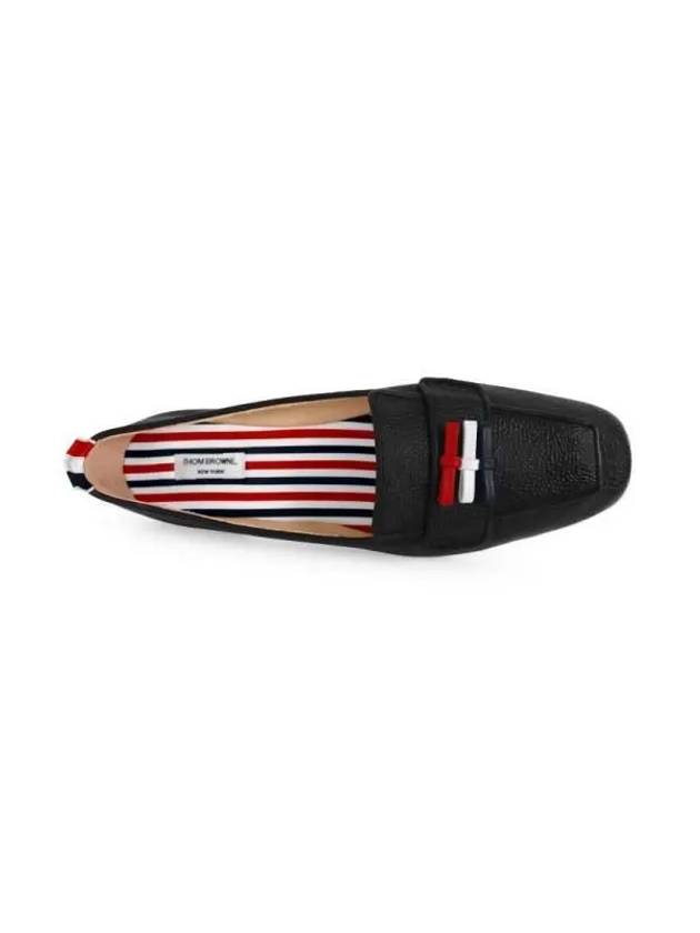 Women's Pebble Grain Leather Flexible Leather Sole 3 Bow Loafer Black - THOM BROWNE - BALAAN 4