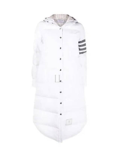 Downfilled Ripstop Classic 4 Striped Hoodie Down Long Padding White - THOM BROWNE - BALAAN 2