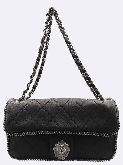 Black Leather Leo Ryan CC Metallic Flap Bag Chain Shoulder - CHANEL - BALAAN 2