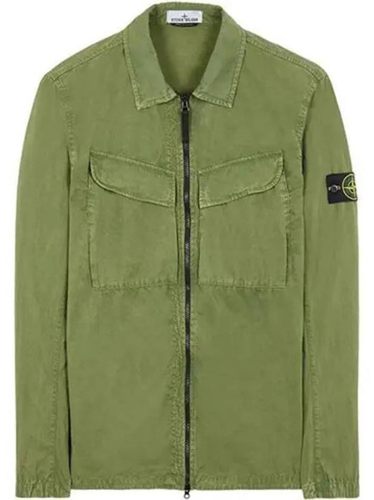 Wappen Patch Old Effect Zip-Up Jacket Green - STONE ISLAND - BALAAN 2