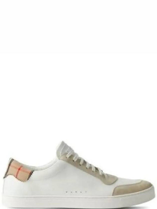 Leather Suede Check Cotton Low Top Sneakers White - BURBERRY - BALAAN 2