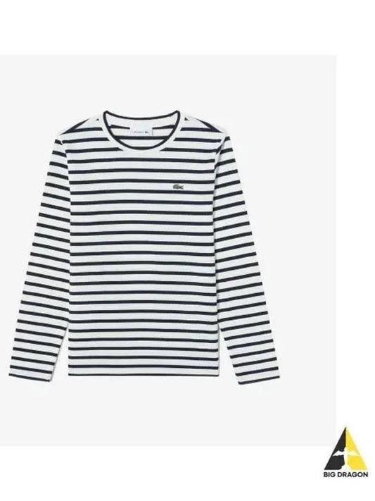 Women s Striped Long Sleeve T Shirt Dark Navy - LACOSTE - BALAAN 1