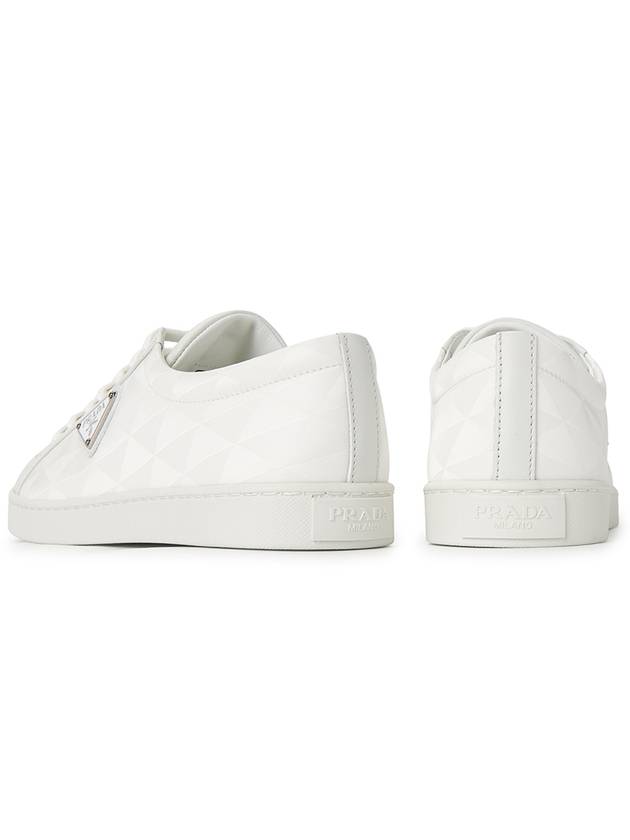 Triangle Logo Leather Re-Nylon Low Top Sneakers White - PRADA - BALAAN 7