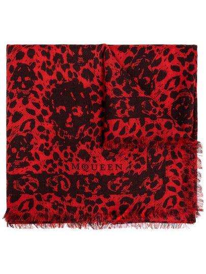 Leopard Skull Muffler Red - ALEXANDER MCQUEEN - BALAAN 2