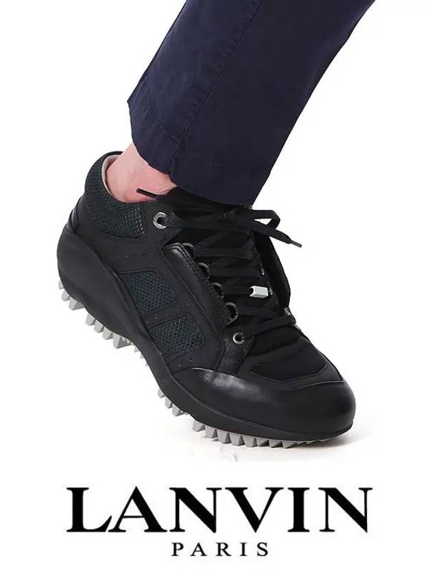 Men's Mesh Sharksole Low Top Sneakers Black - LANVIN - BALAAN 2