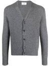 Heart Logo V Neck Cashmere Cardigan Heather Grey - AMI - BALAAN 2