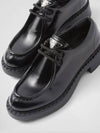 Triangle Logo Lace-Up Leather Derby Black - PRADA - BALAAN 4