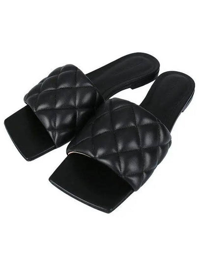 Padded Quilted Slippers Black - BOTTEGA VENETA - BALAAN 2