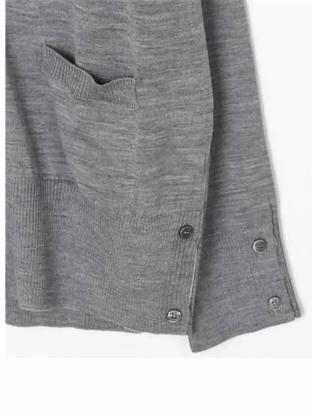 4-Bar Stripe Sustainable Merino Wool Cardigan Grey - THOM BROWNE - BALAAN 7