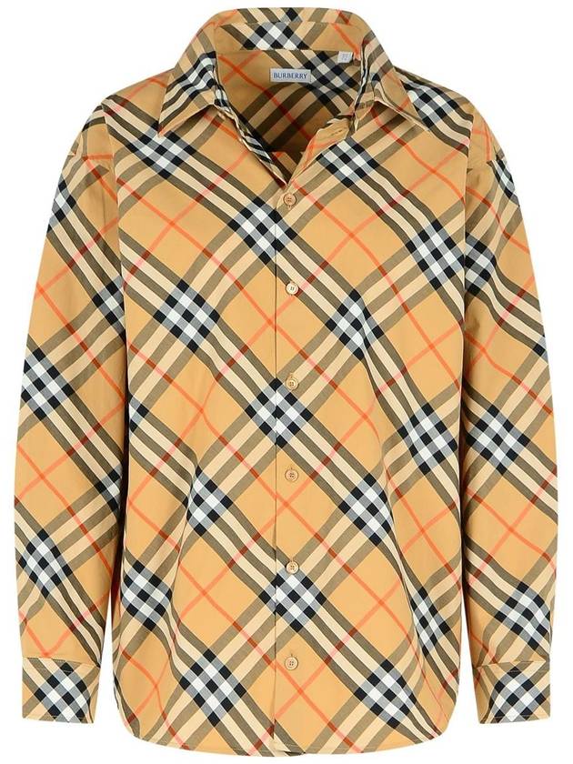 Burberry 'Check' Beige Cotton Shirt - BURBERRY - BALAAN 1