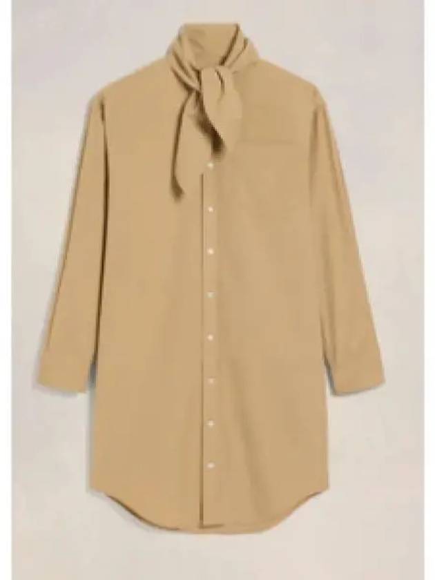 Scarf Collar Shirt Short Dress Sand - AMI - BALAAN 2