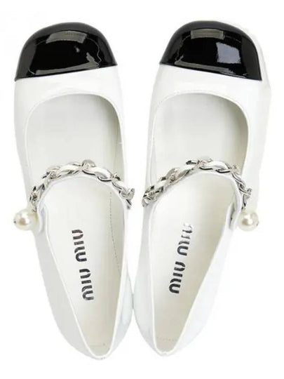 Patent Leather Ballerina Black White - MIU MIU - BALAAN 2