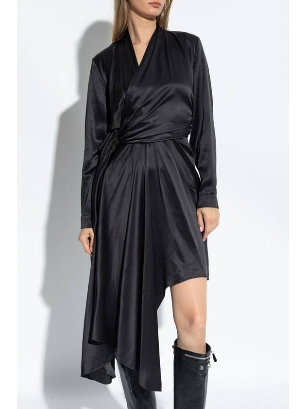 Balenciaga Asymmetrically Cut Silk Dress, Women's, Black - BALENCIAGA - BALAAN 3