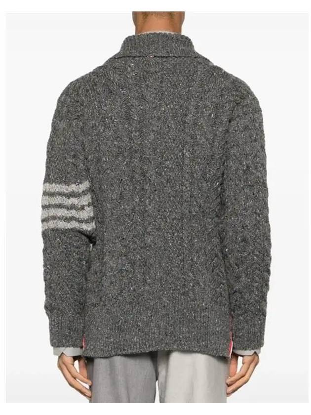 4-Bar Arm Band Knit Cardigan Grey - THOM BROWNE - BALAAN 4