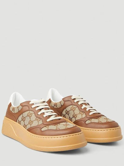 GG Supreme MultiPanel Leather LowTop Sneakers Brown - GUCCI - BALAAN 2