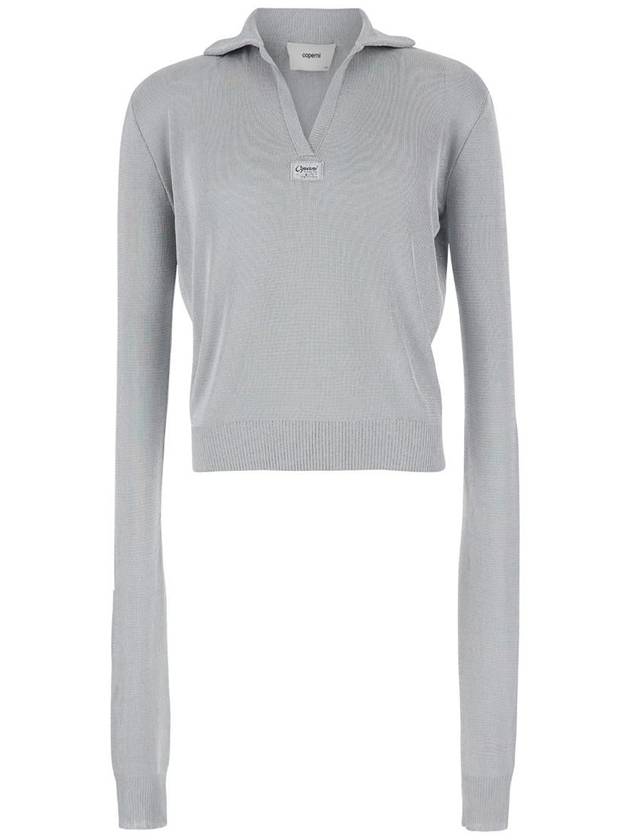 Grey Long Sleeve Polo Shirt In Knit Woman - COPERNI - BALAAN 1