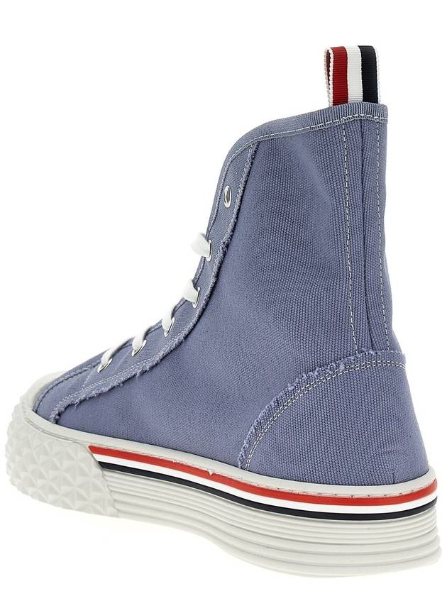 Tartan Sole Canvas High Top Sneakers Blue - THOM BROWNE - BALAAN 3