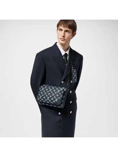 Trio Monogram Shadow Messenger Bag Navy - LOUIS VUITTON - BALAAN 2