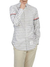 Men's Check Oxford Long Sleeve Shirt Grey - THOM BROWNE - BALAAN 8