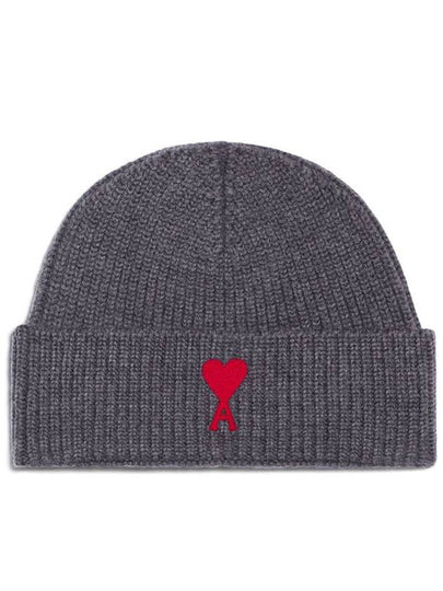 Embroidered Logo Wool Beanie Grey - AMI - BALAAN 2