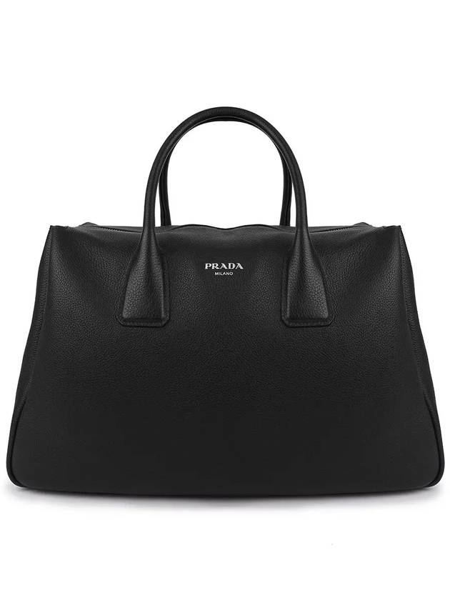 Logo Leather Travel Duffel Bag Black - PRADA - BALAAN 7