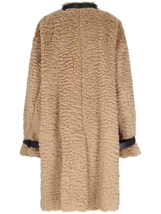 Leather neck strap mohair single coat gold earth - JIL SANDER - BALAAN 3