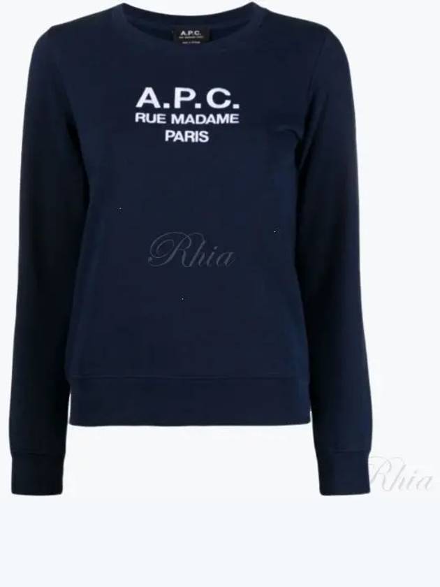 Women's Tina Logo Sweat Sweatshirt Navy - A.P.C. - BALAAN 2