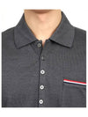 Men's Three Stripes Pocket Mercerized Short Sleeve Polo Shirt Dark Grey - THOM BROWNE - BALAAN 4