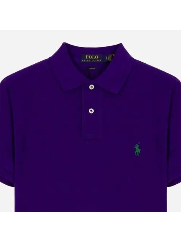 Men's Pony Slim Fit Short Sleeve Polo Shirt Purple - POLO RALPH LAUREN - BALAAN 3