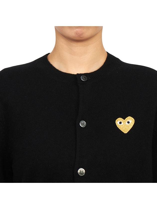 Comme des Gar ons Gold Wappen Wool Round Neck Cardigan Black - COMME DES GARCONS PLAY - BALAAN 7