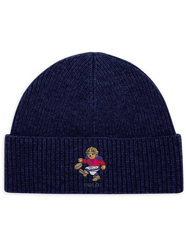 Bear Merino Wool Beanie Navy - POLO RALPH LAUREN - BALAAN 1