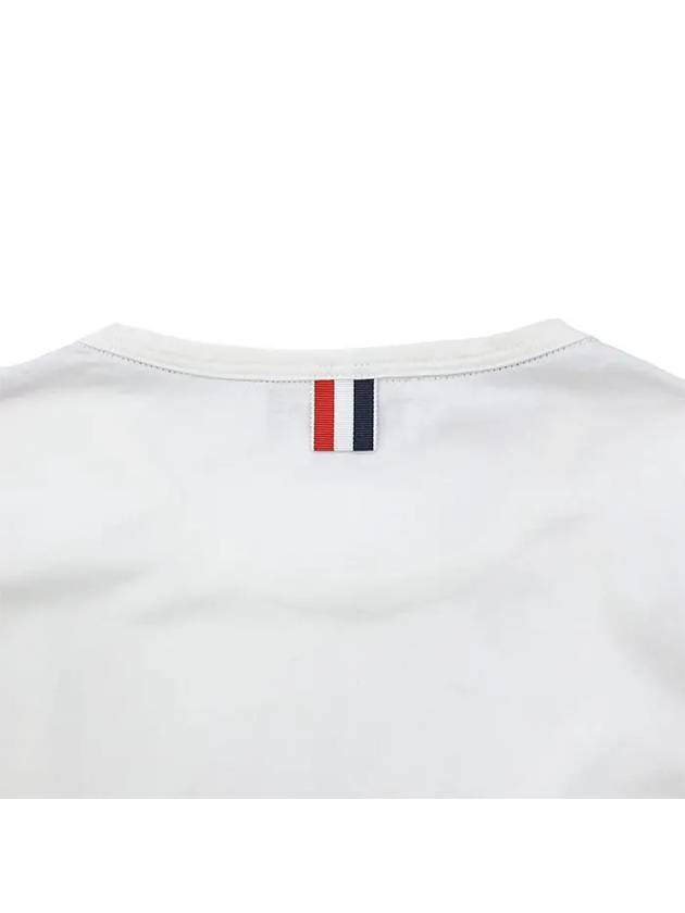 Men's Medium Weight Jersey Tipped Pocket Crewneck Short Sleeve T-Shirt White - THOM BROWNE - BALAAN 8