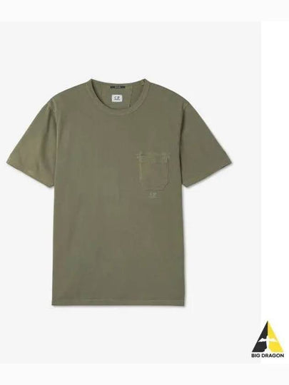 Small Logo Pocket Cotton Short Sleeve T-Shirt Bronze Green - CP COMPANY - BALAAN 2