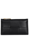 Cassette Intrecciato Zipper Leather Card Wallet Black - BOTTEGA VENETA - BALAAN 2