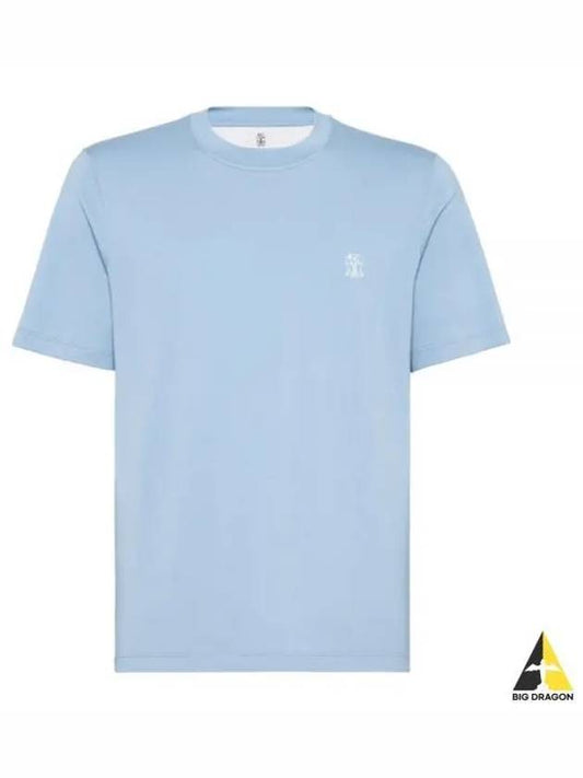 Logo Short Sleeve T-shirt Blue - BRUNELLO CUCINELLI - BALAAN 2