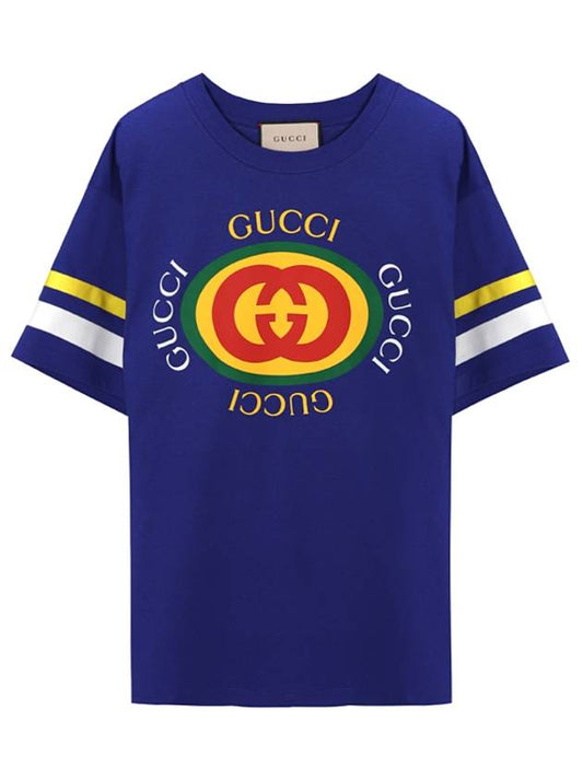 Men's GG Logo Short Sleeve T-Shirt Blue - GUCCI - BALAAN 1