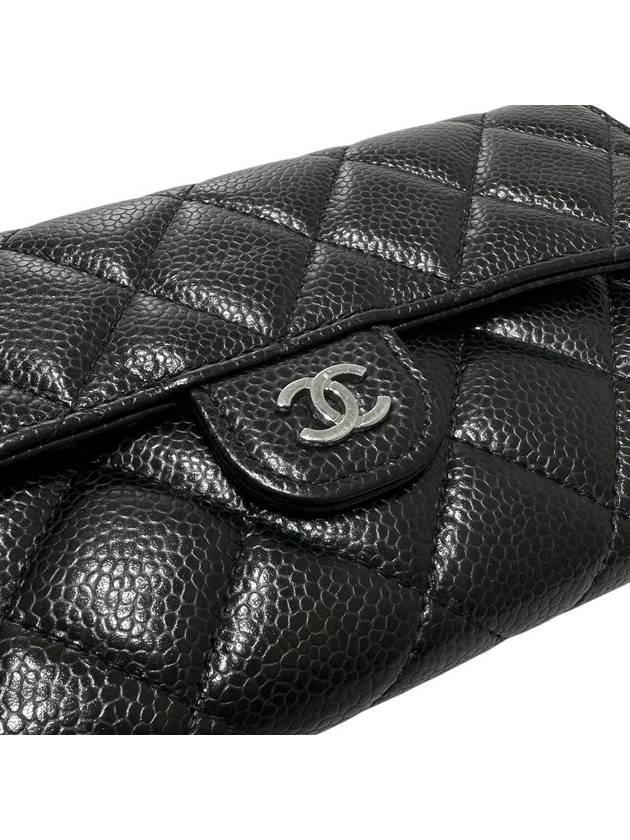 A80758 Black Caviar Skin Classic Silver Long Wallet - CHANEL - BALAAN 5