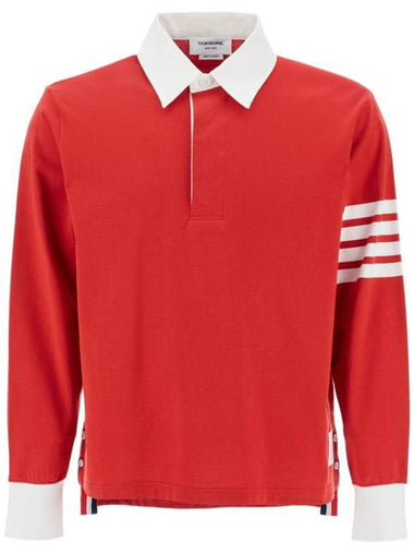 4-Bar Stripe Polo Shirt Red - THOM BROWNE - BALAAN 1