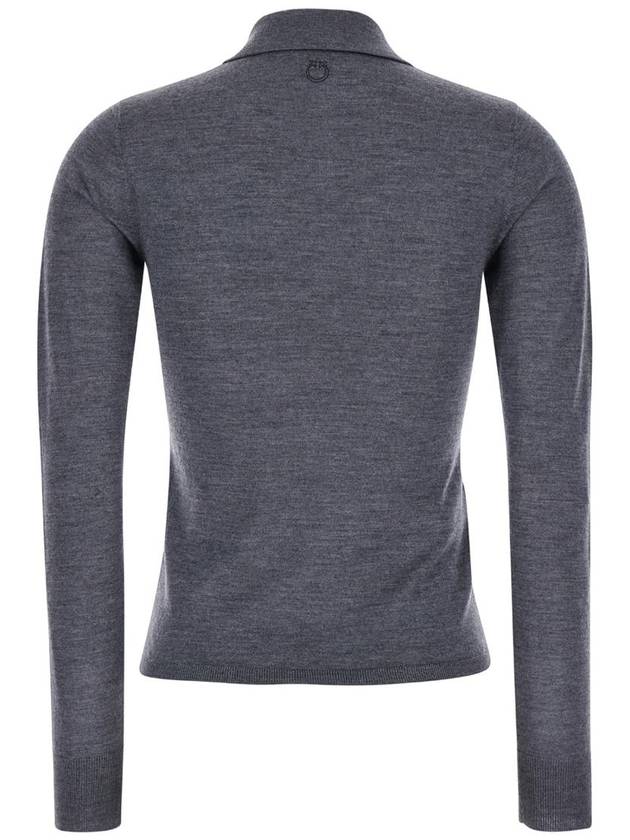 'Liquoroso' Grey Long-Sleeve Polo Shirt In Wool Woman - PINKO - BALAAN 2